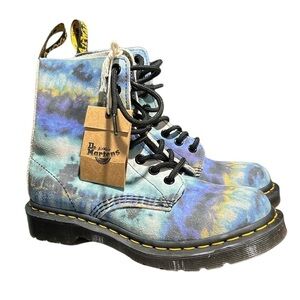 Dr Martens boots tie dye pascal size 5 leather lace up NEW combat classic style
